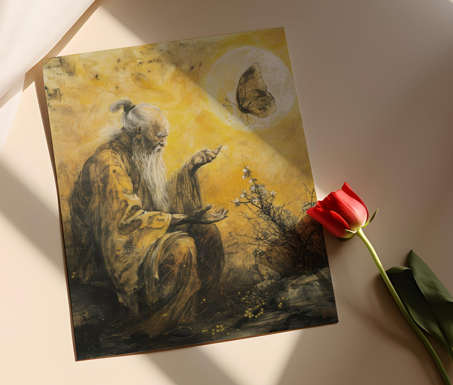 Affiche Zhuang Zhou – Poster Art Spirituelle Taoïste en Encre