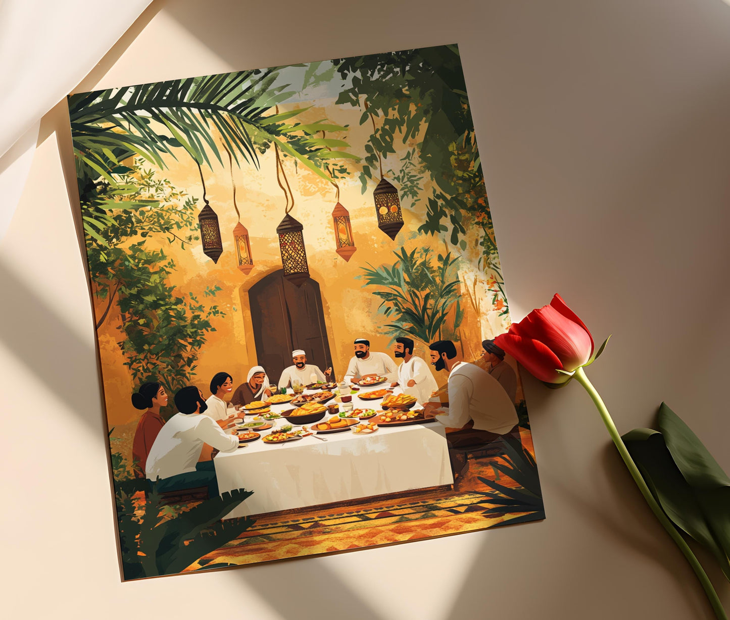 Affiche Repas Familial Soudanais – Illustration Vectorielle Décorative