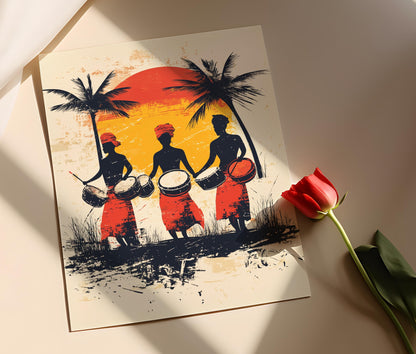 Affiche Danseurs du Soudan – Illustration vectorielle décorative tribale