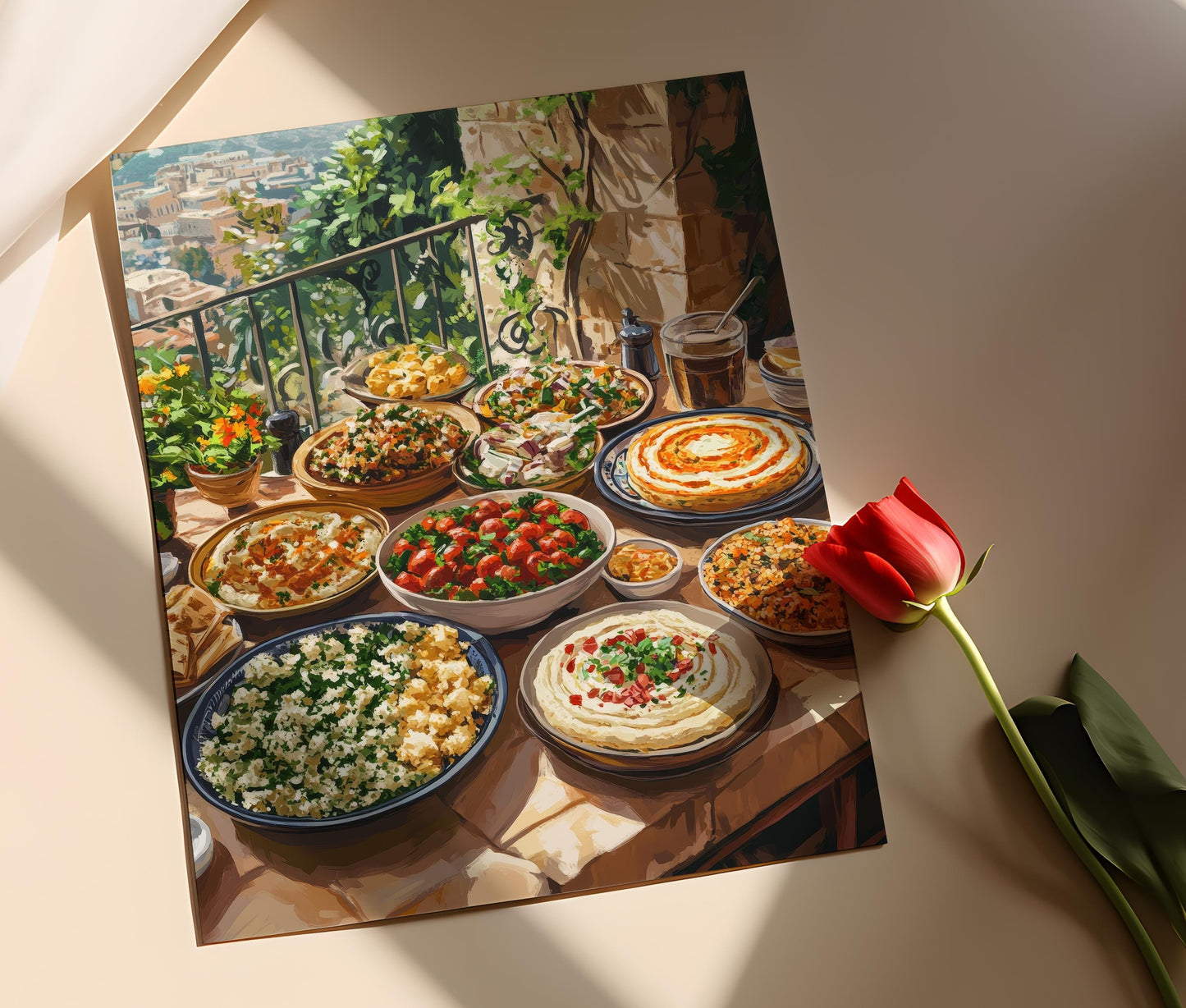 Affiche Table Meze de Beyrouth – Illustration Culinaire Méditerranéenne