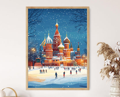 Affiche Hiver Rouge – Poster de Moscou et de la Cathédrale Saint-Basile
