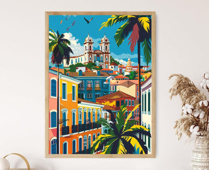 Affiche Salvador – Poster Art de Pelourinho, Culture Afro-brésilienne