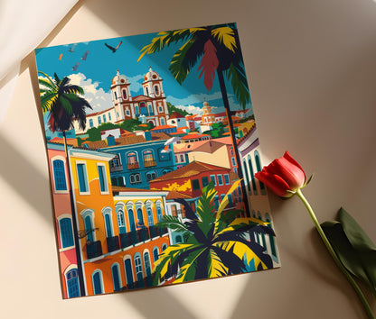 Affiche Salvador – Poster Art de Pelourinho, Culture Afro-brésilienne