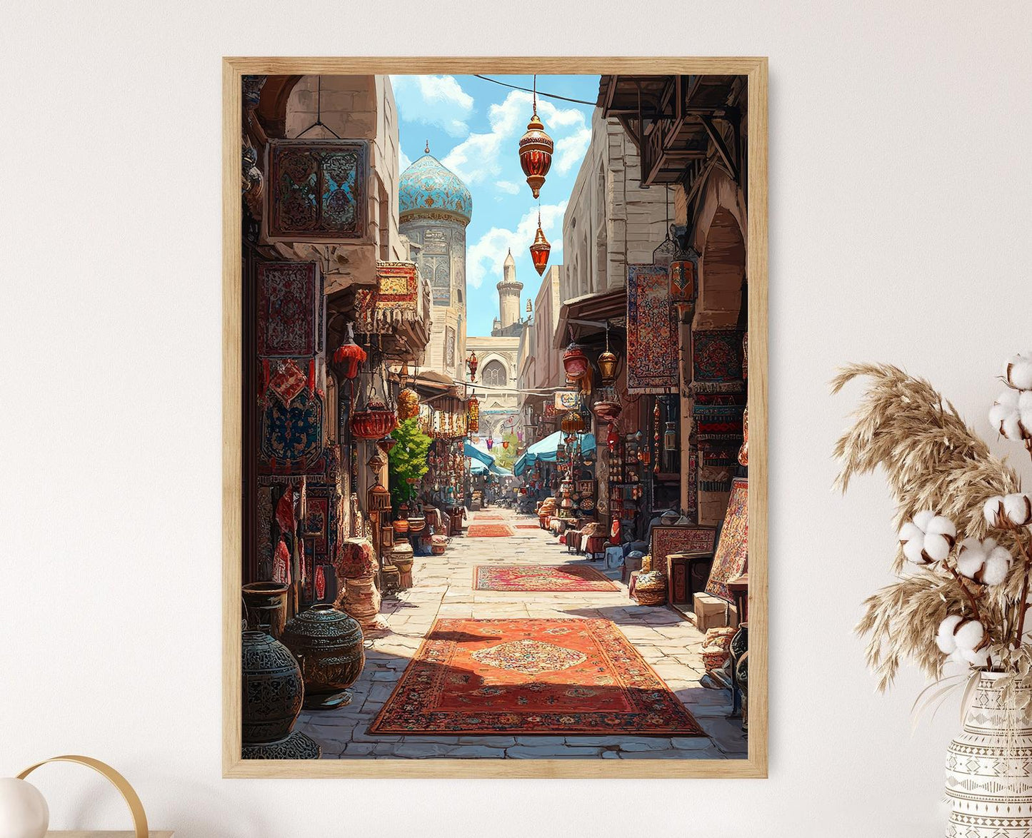 Affiche Tabriz – Illustration du bazar et tapis persans en art décoratif