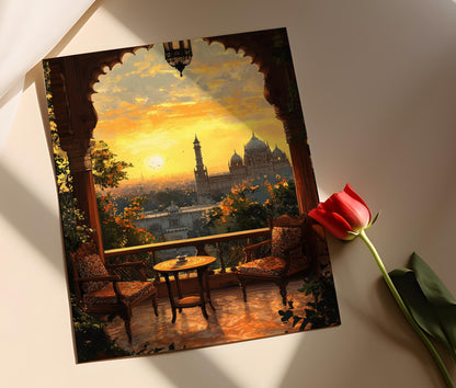 Affiche Terrasse de Lucknow – Poster Art Culturelle Indienne, Vue du Bara Imambara