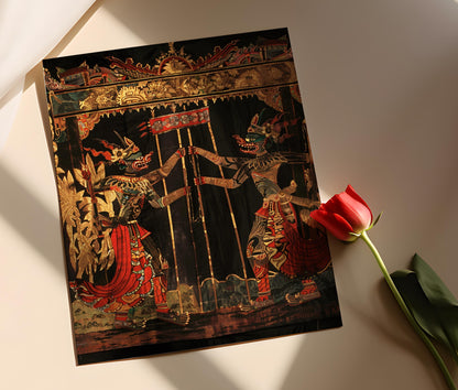 Affiche Wayang Kulit – Art des Marionnettes Ombres Indonésiennes