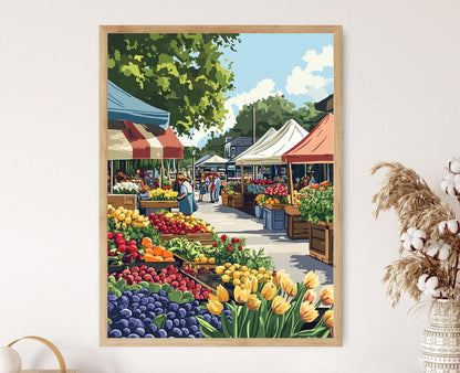 Affiche Marché Fermier du Delaware – Poster Scène de Produits Locaux