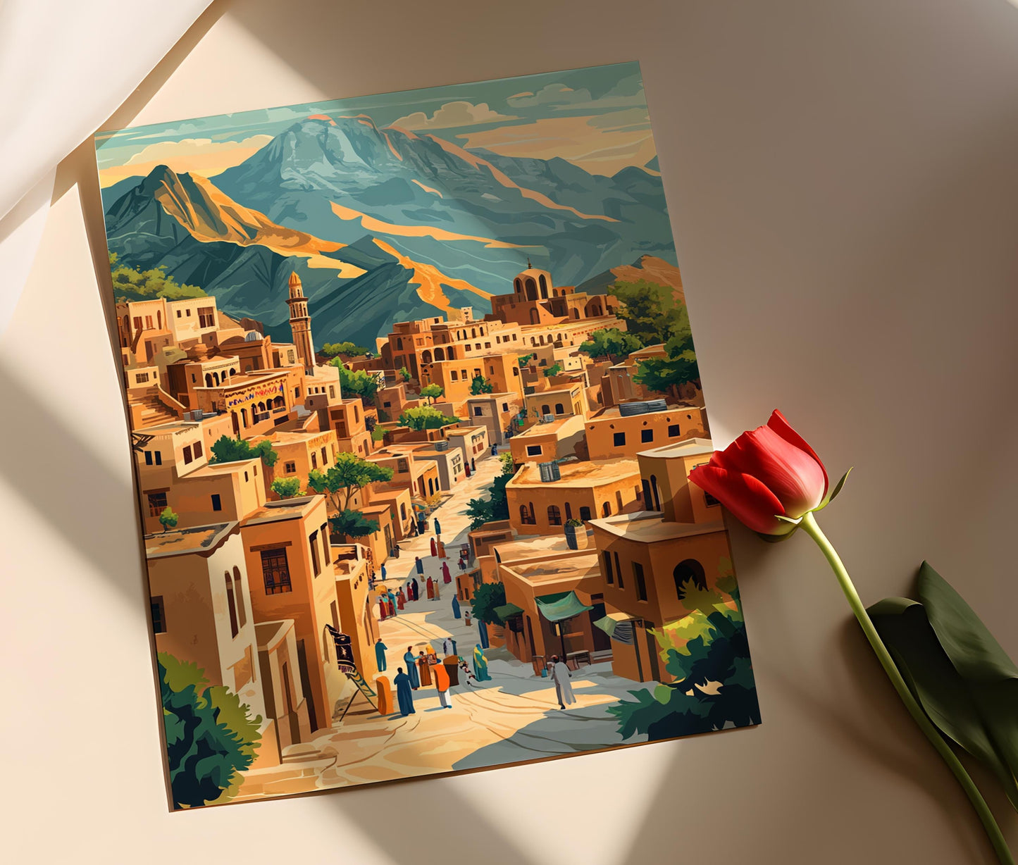 Affiche Village Yazidi – Illustration Paysage du Kurdistan