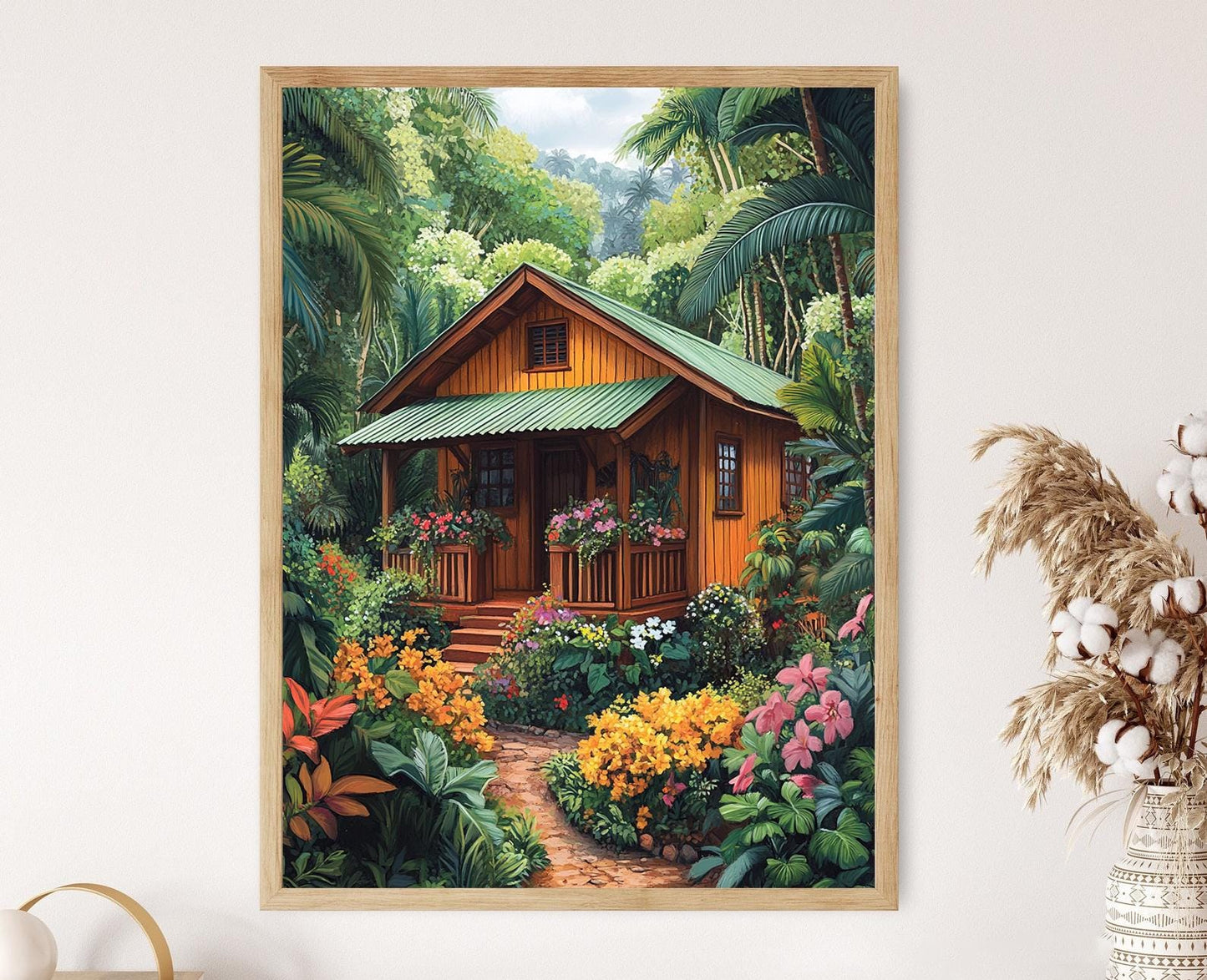 Affiche Maison Costa Rica – Poster Foliage Tropical & Fleurs