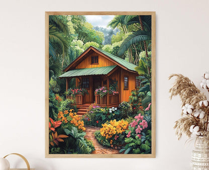 Affiche Maison Costa Rica – Poster Foliage Tropical & Fleurs
