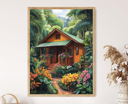 Affiche Maison Costa Rica – Poster Foliage Tropical & Fleurs