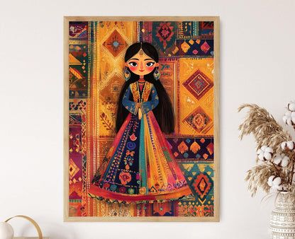 Jesidisches Puppenposter – Kurdische Kinderkunstillustration