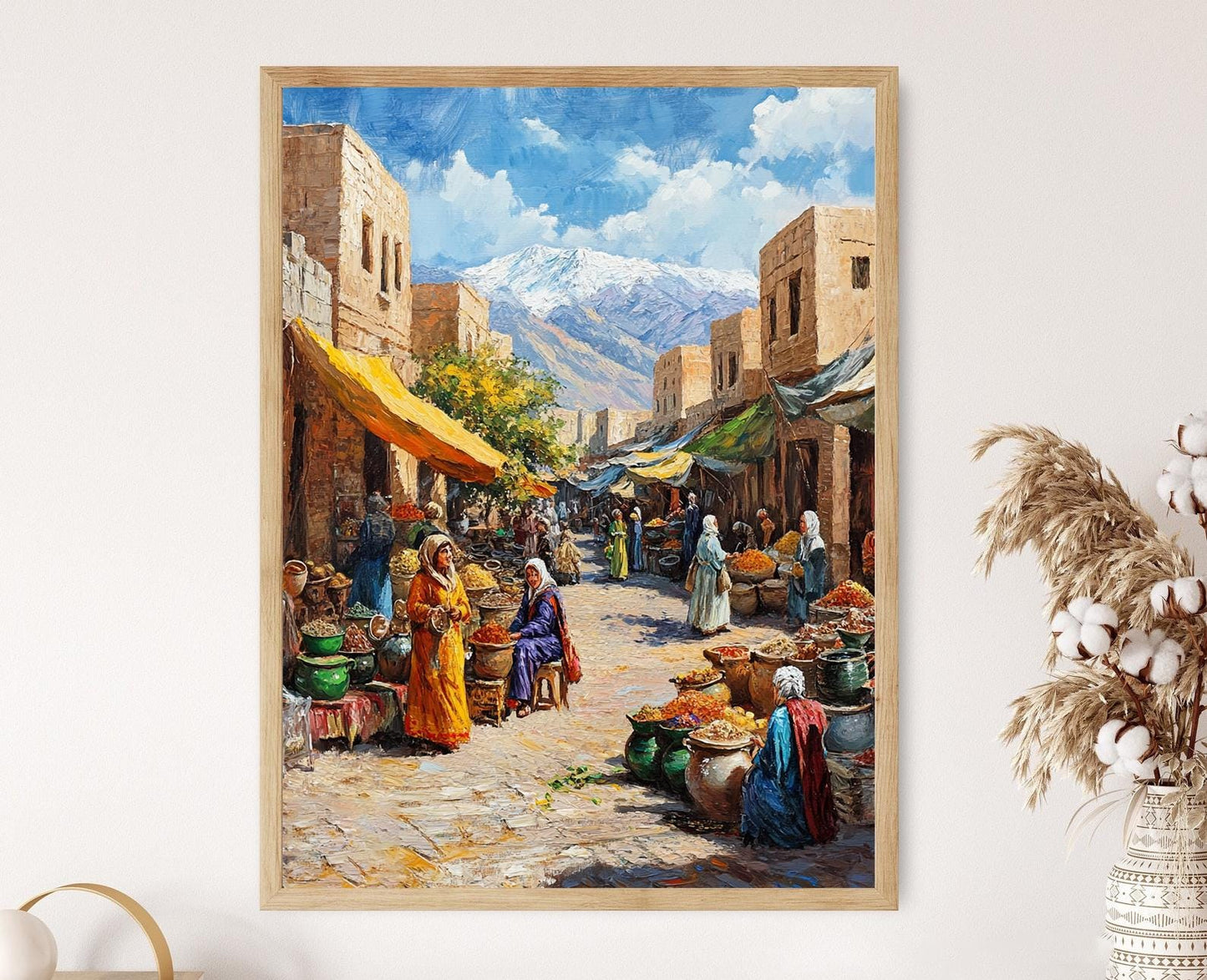 Kurdisches Landschaftsposter – Illustration des jesidischen Marktes