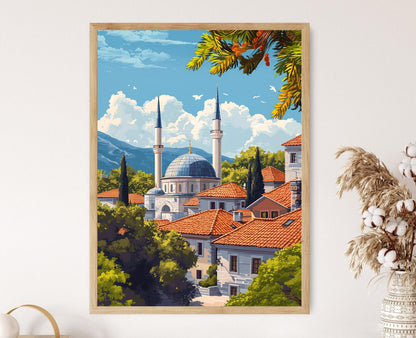 Affiche Mosquée du Kosovo – Poster Illustration Vectorielle de l'Héritage Islamique