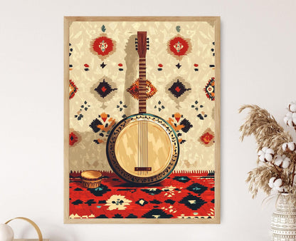 Affiche Art Musical du Kosovo – Illustration Vectorielle du Patrimoine Folklorique