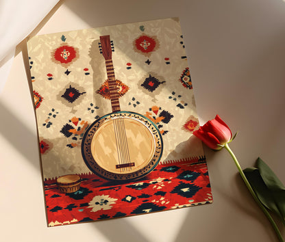 Affiche Art Musical du Kosovo – Illustration Vectorielle du Patrimoine Folklorique