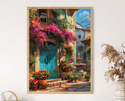 Affiche Bougainvillier – Impression artistique paysage méditerranéen vibrant