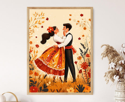 Affiche Kolo Balkan – Illustration de danse du Kosovo