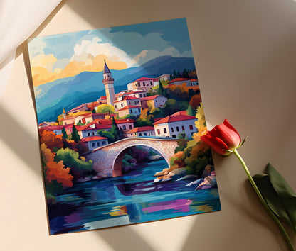 Affiche Prizren – Poster Illustration vectorielle de la ville du Kosovo