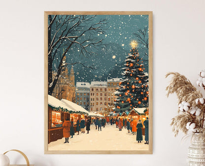 Affiche Marché de Noël à Vienne – Poster Décor Festif d'Hiver