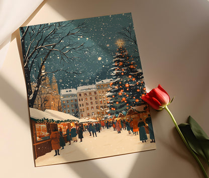 Affiche Marché de Noël à Vienne – Poster Décor Festif d'Hiver