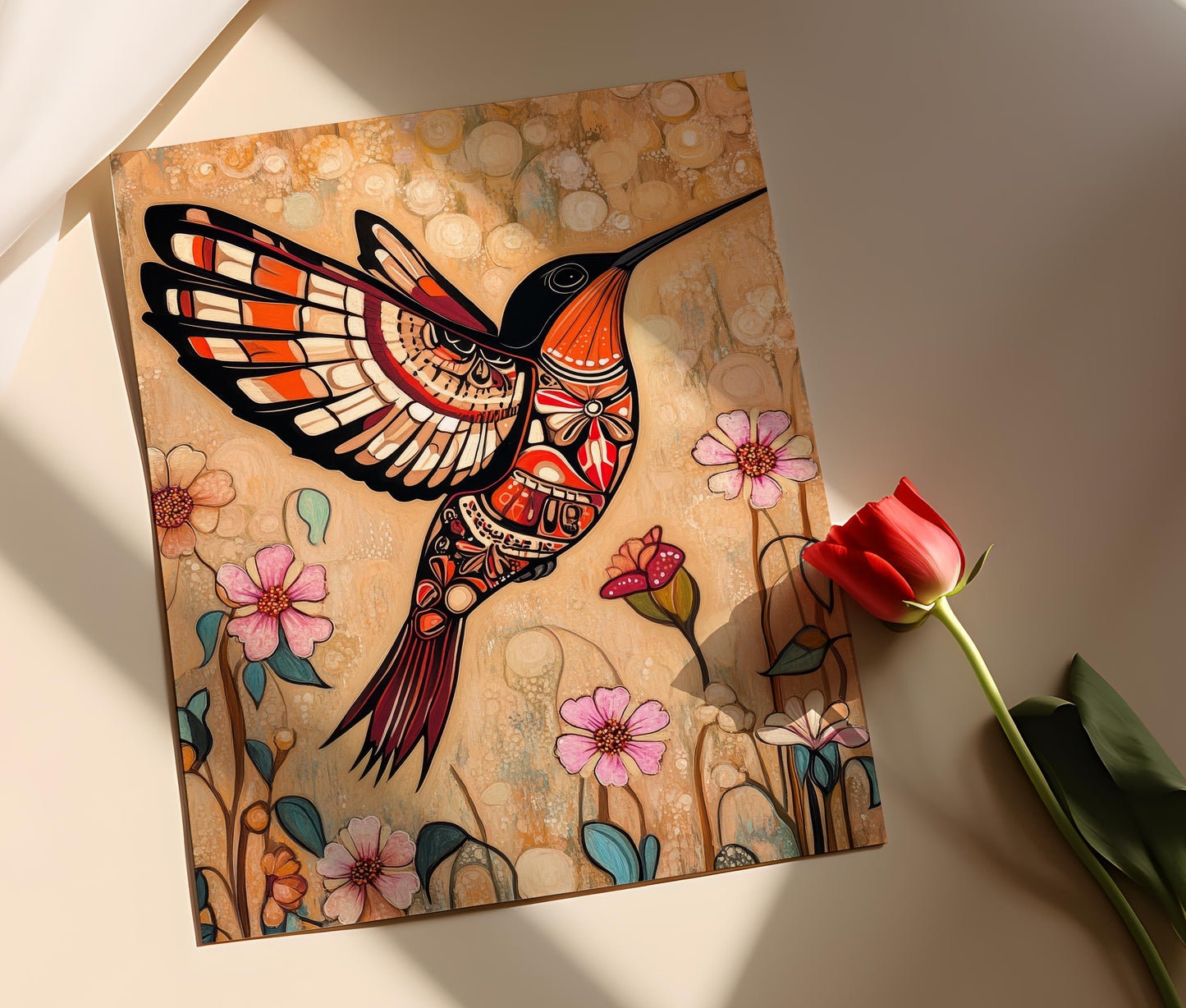 Affiche Colibri Haida – Art Autochtone en Style Formline, Joie et Amour