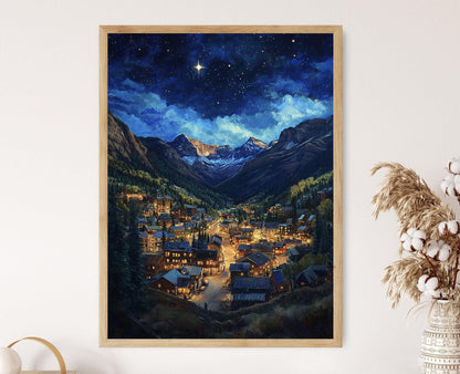 Affiche de Nuit à Telluride – Impression Art de Centre-Ville Étoilé