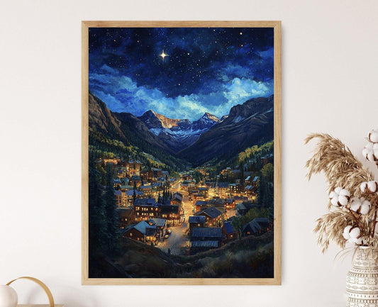 Affiche de Nuit à Telluride – Impression Art de Centre-Ville Étoilé