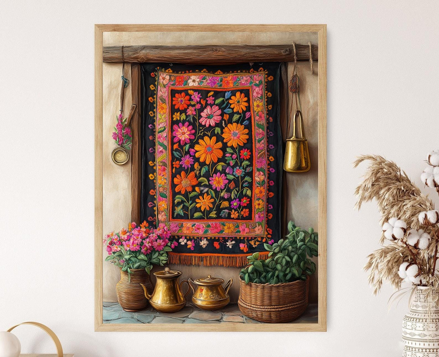 Affiche Phulkari Punjabi – Poster Émaillé Vibrant et Élégant