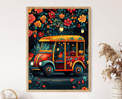 Affiche Bollywood Tuk Tuk – Illustration vectorielle vibrante et colorée