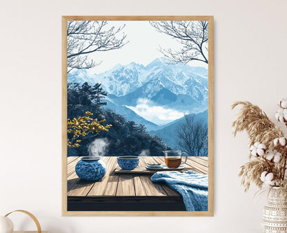 Affiche Rooftop Gangwon – Illustration vectorielle de décor hivernal coréen