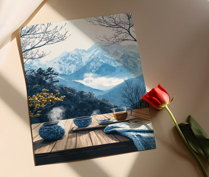 Affiche Rooftop Gangwon – Illustration vectorielle de décor hivernal coréen