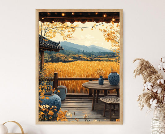 Affiche Patio de Suncheon – Illustration Vectorielle Décor Coréen