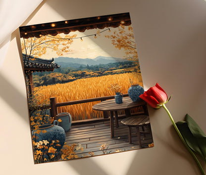 Affiche Patio de Suncheon – Illustration Vectorielle Décor Coréen