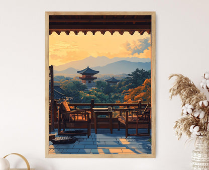 Affiche Gyeongju – Impression artistique de temple coréen en vecteur