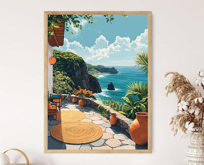 Affiche Jeju Island – Illustration Plate de Patio Coréen
