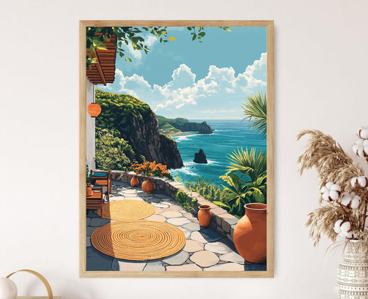 Affiche Jeju Island – Illustration Plate de Patio Coréen