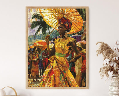 Affiche Art Afro-Brésilienne – Imprimé Ethnique Fait Main
