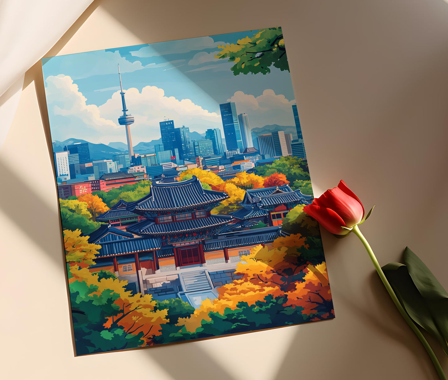 Affiche Séoul – Illustration vectorielle moderne et traditionnelle