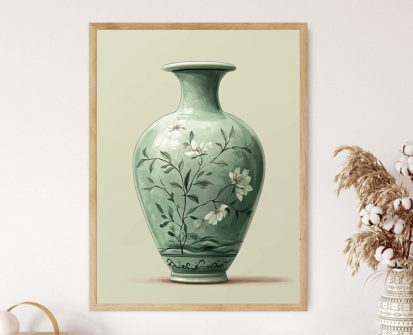 Affiche Illustration Céladon Verte – Poster Ornement Coréen du Sud