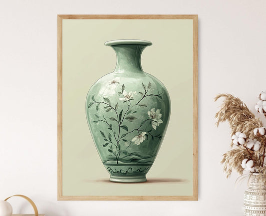 Affiche Illustration Céladon Verte – Poster Ornement Coréen du Sud