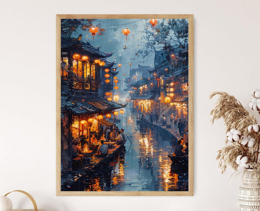 Affiche Ville Japonaise – Art Inspiré de Hiroshi Yoshida, Scène Urbaine Paisible