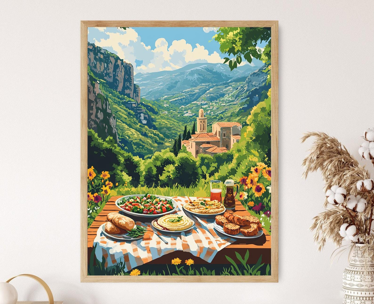 Affiche Vallée de Qadisha – Art Print de Table de Pique-Nique en Paysage Montagnard