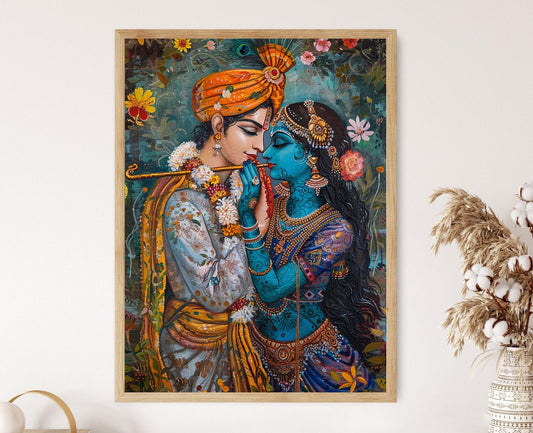Affiche Radha Krishna – Poster Art Mythologique Indienne