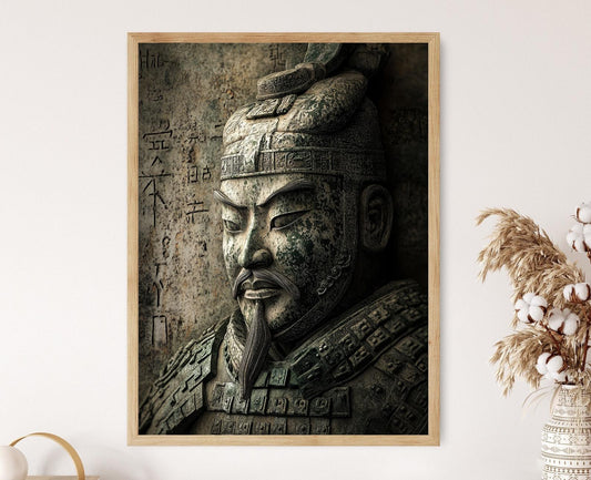 Affiche Guerrier en Terre Cuite – Art Ancien de la Dynastie Han