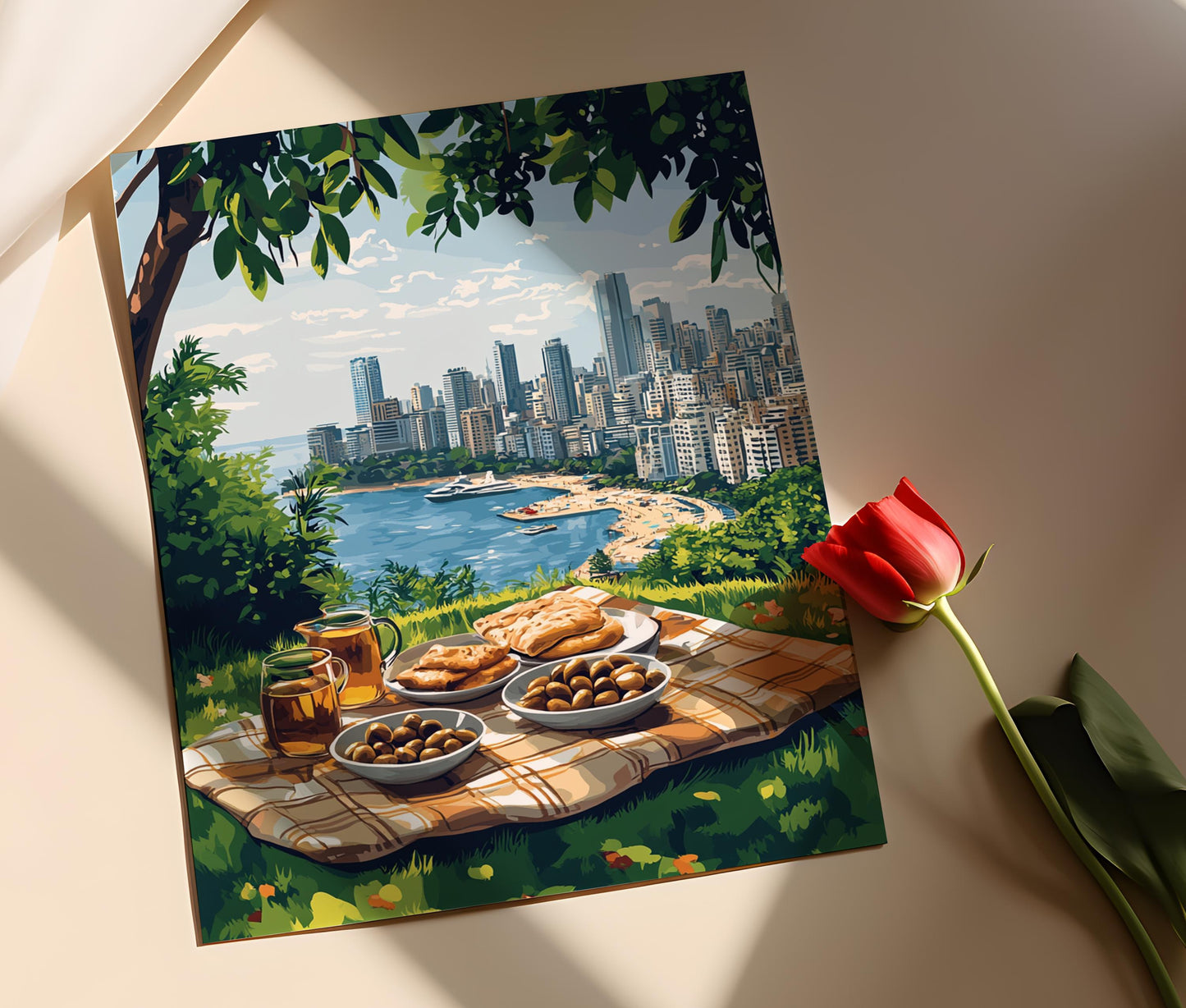 Affiche de pique-nique à Beyrouth – Art mural de la skyline libanaise