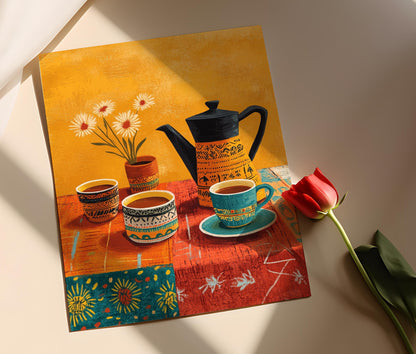 Affiche Cérémonie du Café Éthiopien – Poster Art traditionnel et poterie
