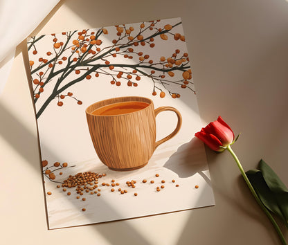 Affiche Thé Yulmu Coréen – Illustration Vectorielle, Décor Chaud Traditionnel