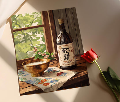 Affiche Makgeolli Coréen – Illustration Vectorielle de Boisson Traditionnelle