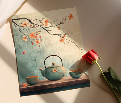 Affiche Thé Coréen – Illustration Vectorielle Celadon Traditionnelle